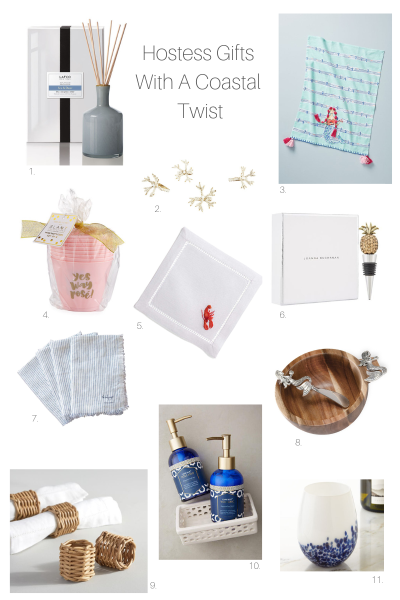 This is an amazing list of Hostess Gifts with a Coastal Twist. Perfect for the upcoming holiday as well! #coastalgifts #hostessgifts