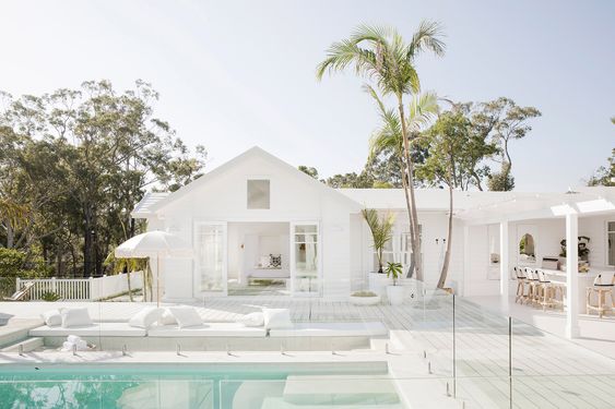 White outdoor pool area