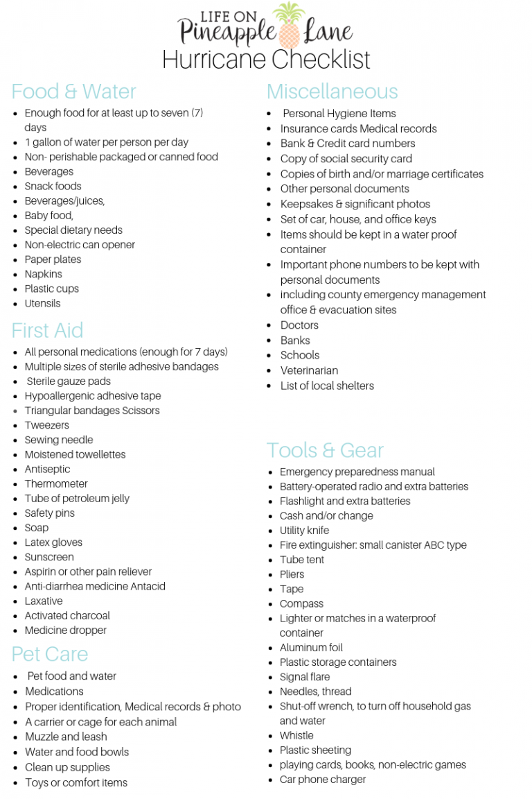 Hurricane Planning Tips + A Checklist - Life on Pineapple Lane