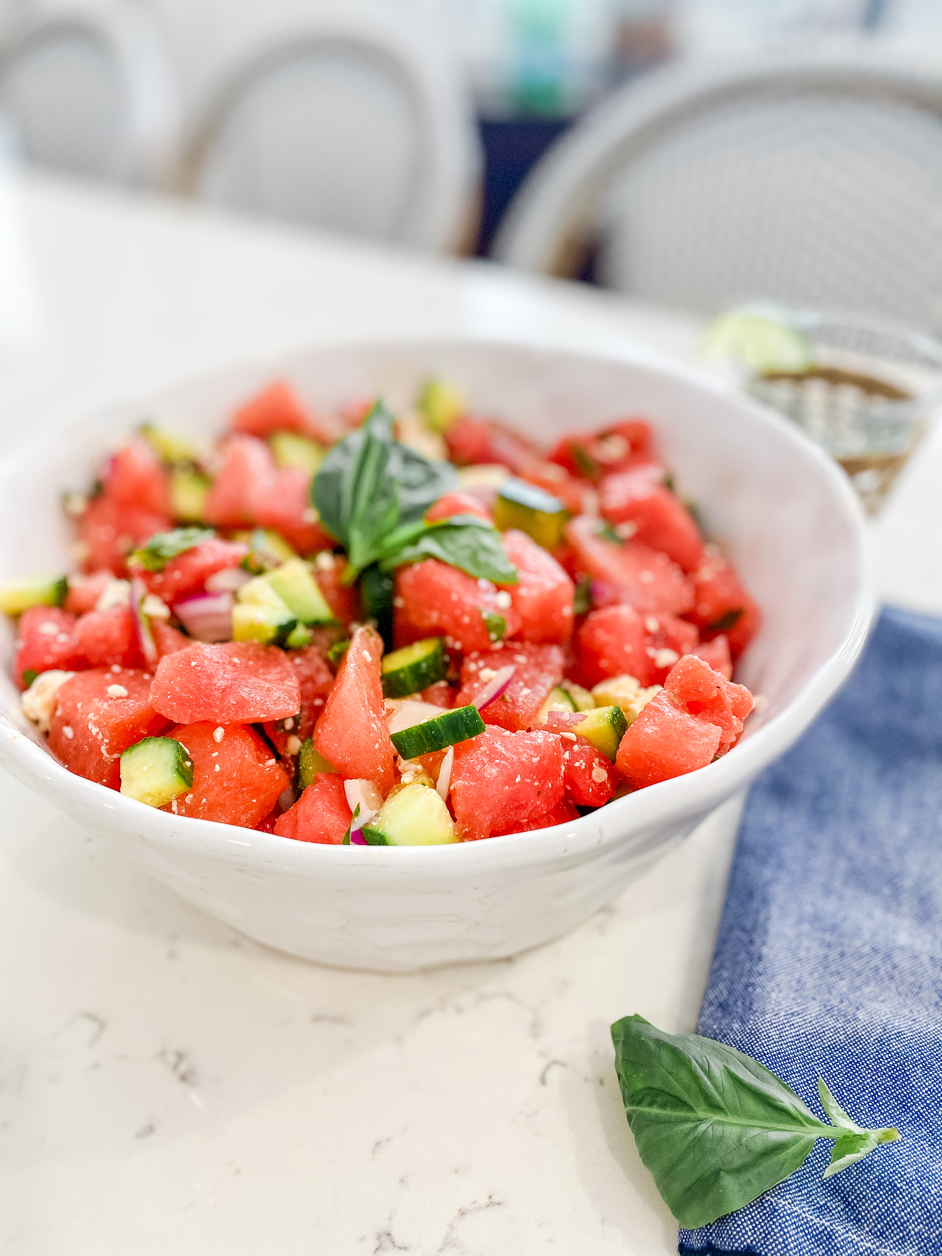 Watermelon Basil Salad With Feta