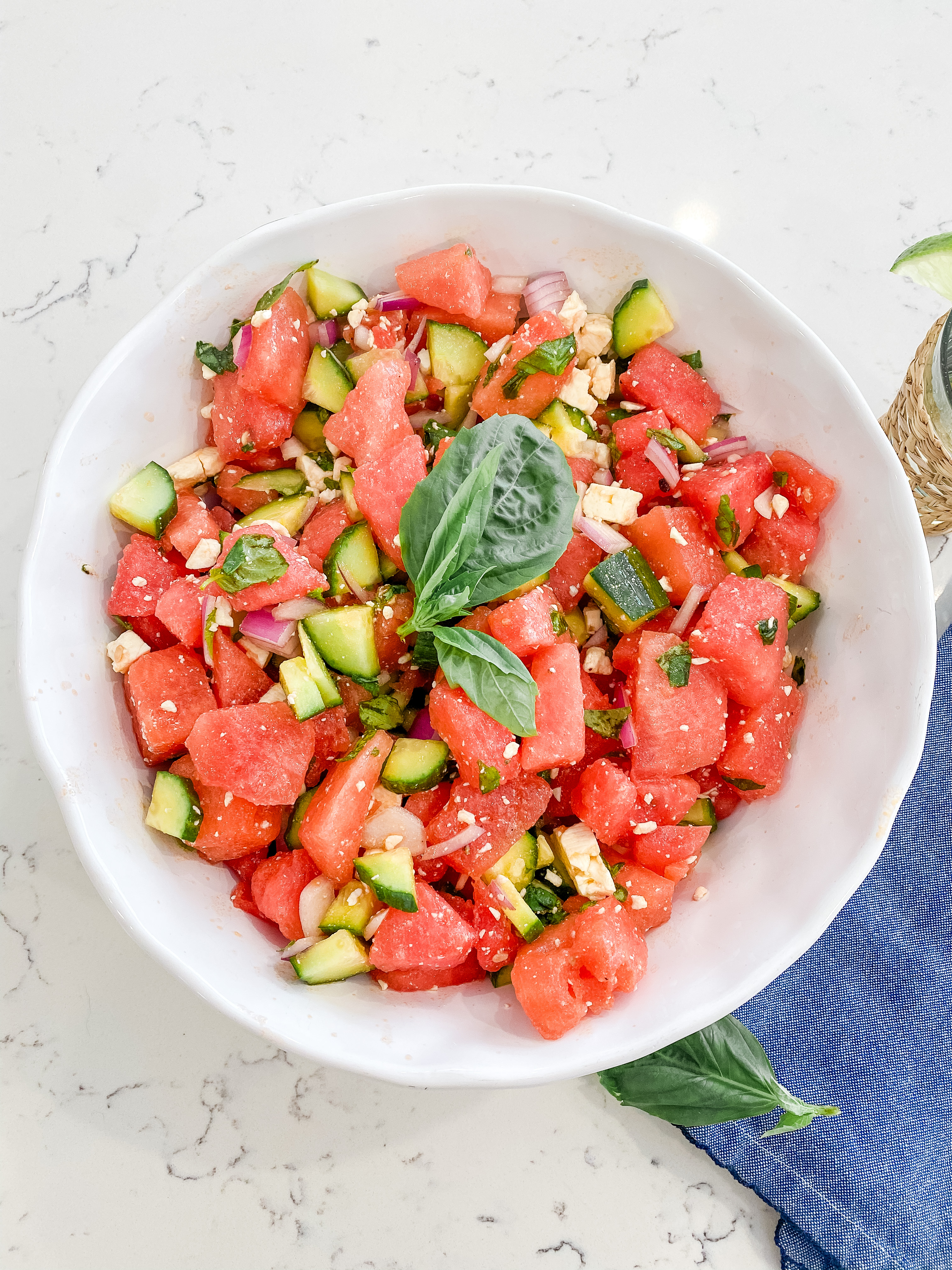 Watermelon Basil Salad With Feta